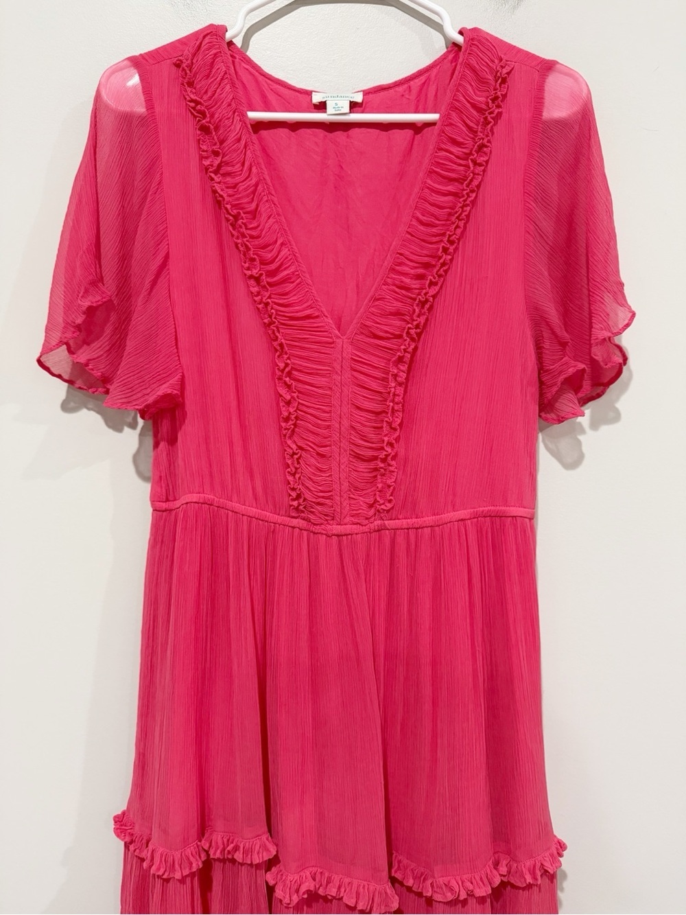SUNDANCE Monaco Meet Up Dress Boho Tiered Flutter Sleeve Size Small - Picture 3 of 8